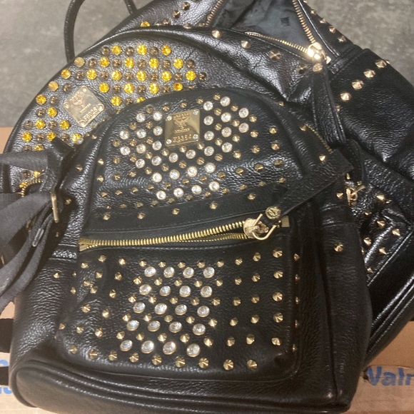 Swarovski yellow crystal studded backpack and it’s mini me! MCM - Picture 3 of 13